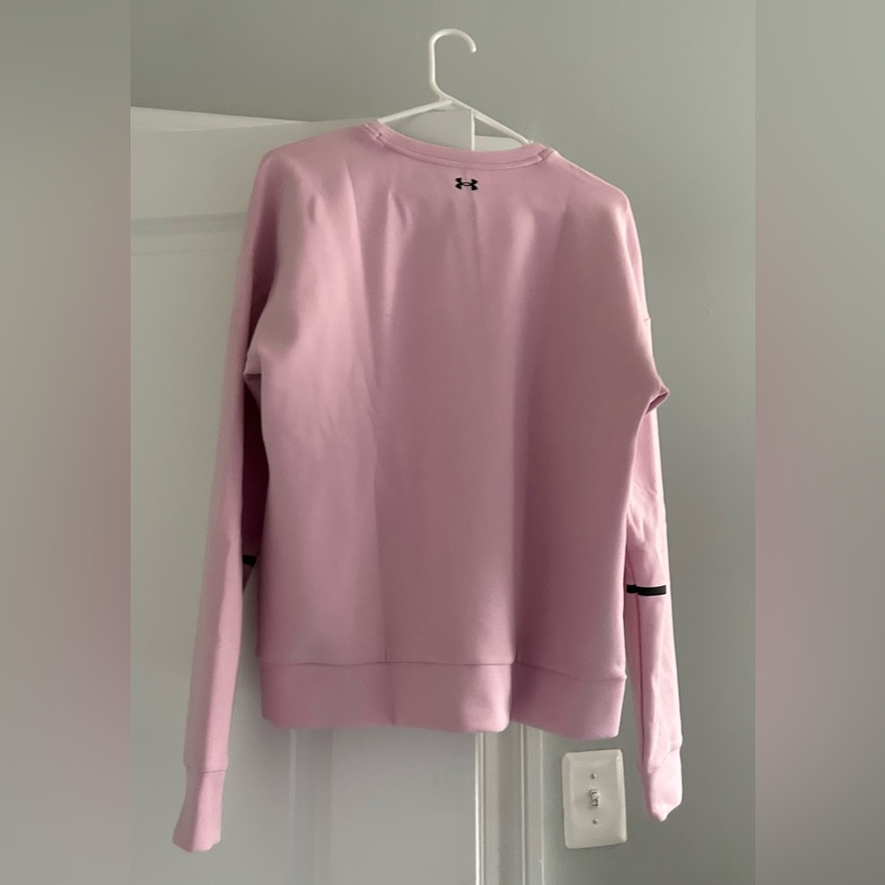 Under Armour Unstoppable Fleece Women’s Crew in Pink with Black Accents - Picture 5 of 5